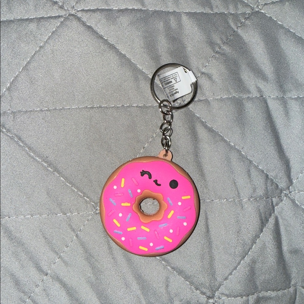 Cute Pink Sprinkle Donut Keychain